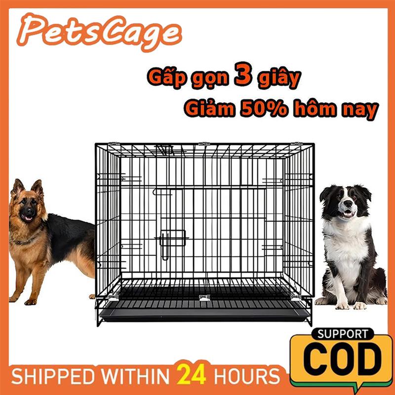 chuồng chó mèo Có thể gập lại  sơn tĩnh điện gấp gọn PetsCage - Kích thước S, M, L, XL PetsCage chuồng  chó poodle chuồng  chó lồng  đẩy