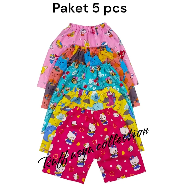 Celana Pendek Anak Perempuan 5 Pcs Karakter Motif Random - Brand Name - Wanita, Shorts Pakaian Fashion 2