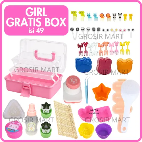 Isi 50 Paket Perlengkapan Bento Anak Set Komplit Bekal Anak Sekolah Cetakan Nasi Bento Bulat Karakter Murah Hemat Lengkap Peralatan Bento Tools Perintilan Bento Anak Hiasan Bento Tusukan Bento Karakter Lucu
