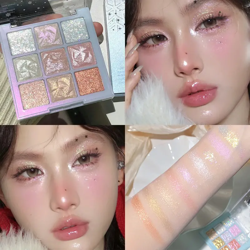 Bảng Phấn Mắt, K 'APEINE, Chín Màu, Bóng Loáng Lấp Lánh, Phấn Lấp Lánh, Pha Lê Sáng, Thích Hợp Cho Học Sinh, Giá Cả Phải Chăng, Bảng Phấn Mắt Bông Tuyết