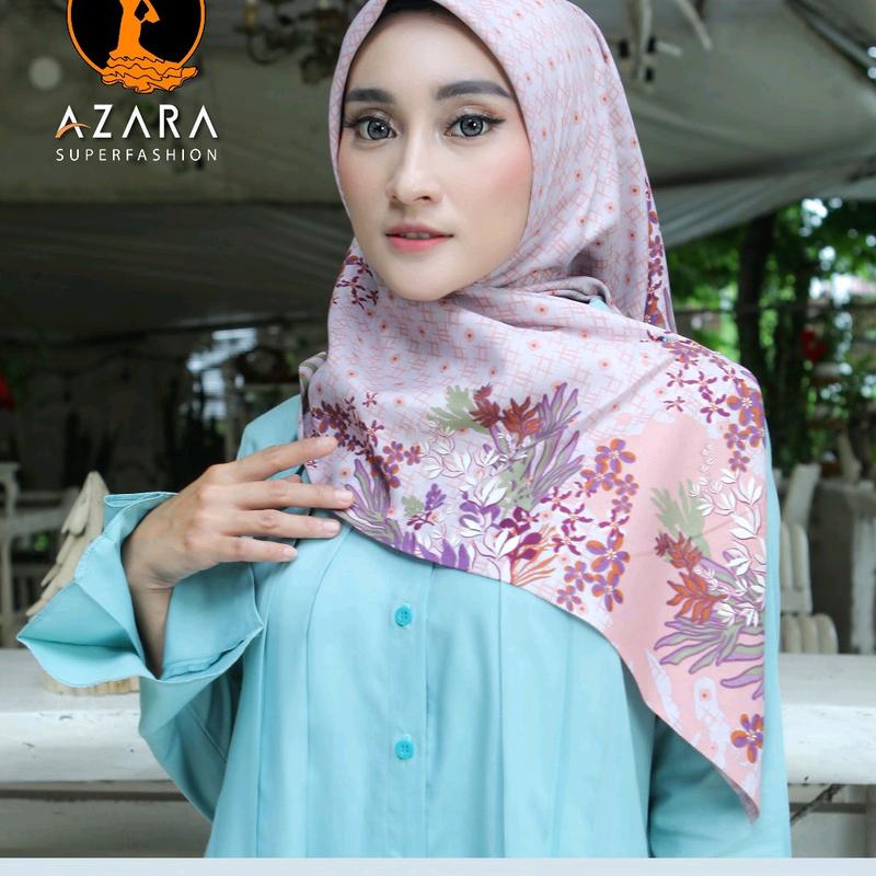 (POUCH) PROMO ISI 2 HIJAB SEGIEMPAT MOTIF AZARA VOAL PREMIUM STANDAR PREMIUM LASERCUT LOGO PRINT/ LOGO METAL 2