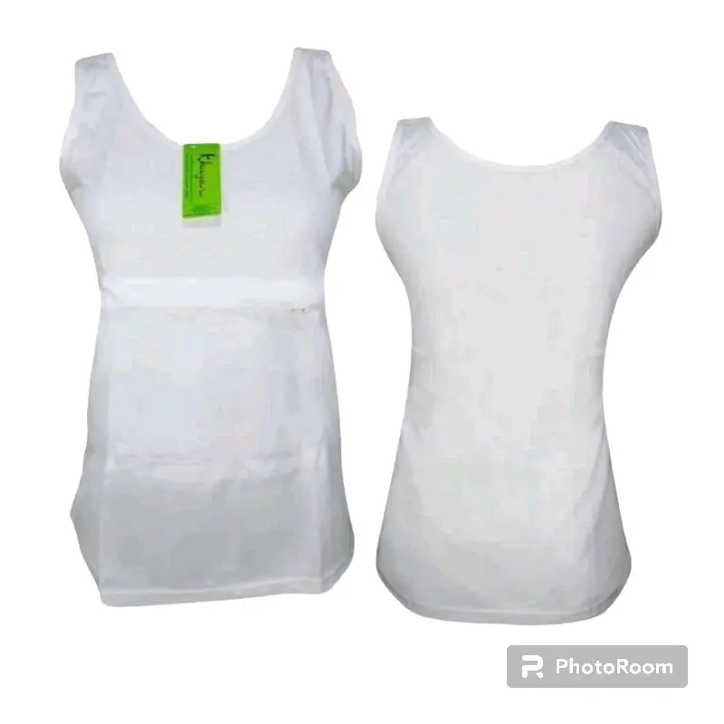 Atasan Haji Wanita Putih Kantong Resleting/Oblong Haji Dan Umroh Wanita Katun Spandex Tank Singlet Lembut 2