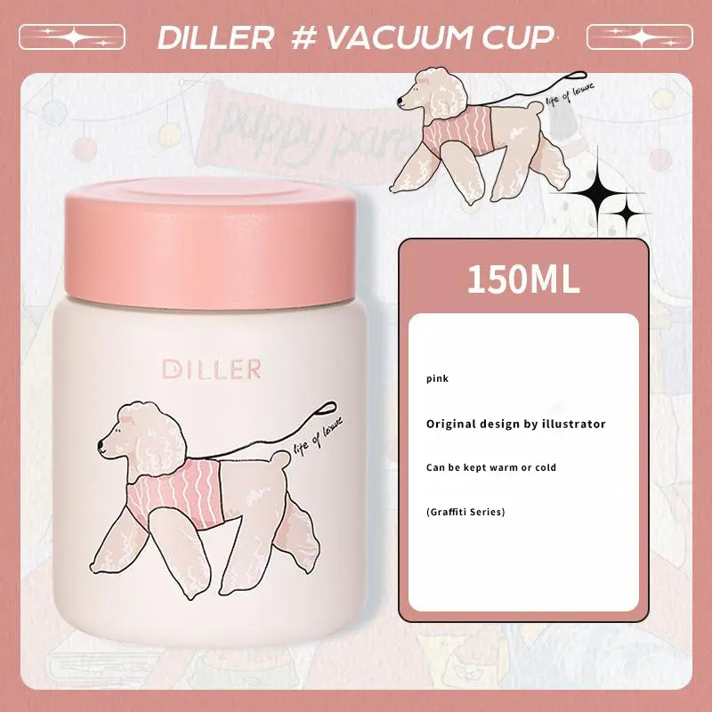 Cốc cách nhiệt mini FEDO Girls Cốc nước hoạt hình dành cho chó Cốc ăn sáng di động bằng thép không gỉ 316 150ml chống rơi, duy trì nhiệt độ Thích hợp để mang theo khi đi du lịch ngoài trời, năm kiểu dáng, chó khác nhau, quà tặng cặp đôi 8
