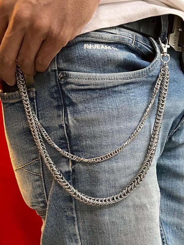 Rantai Celana Titanium Pengaman Dompet Model Terbaru Dua Layer Tidak Pudar Dan Tahan Karat Kelabang Dan Rantai Double 0