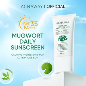 ACNAWAY Mugwort Daily Sunscreen SPF 35 PA+++ – Sunscreen Wajah Ringan Acne Calming Tabir Surya untuk Kulit Berjerawat & Kusam Melembapkan, Melindungi, Mencerahkan with Centella + Panthenol