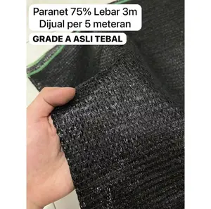 Jaring Paranet 75% ( Lebar 3 meter x Panjang 5 meter ) untuk Peneduh / Tirai Outdoor Hitam Penahan Panas Sinar Matahari