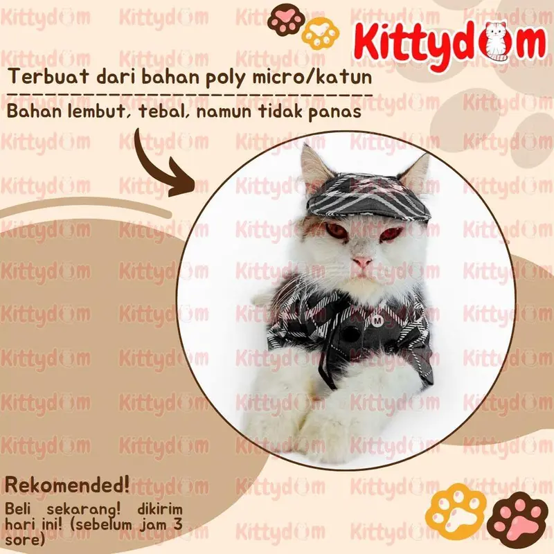 KITTYDOM Pakaian Kostum Hewan Baju Kemeja Kucing Plus Topi Baju Anjing Kelinci Monyet Cat Clothes Shirt Bundle 1