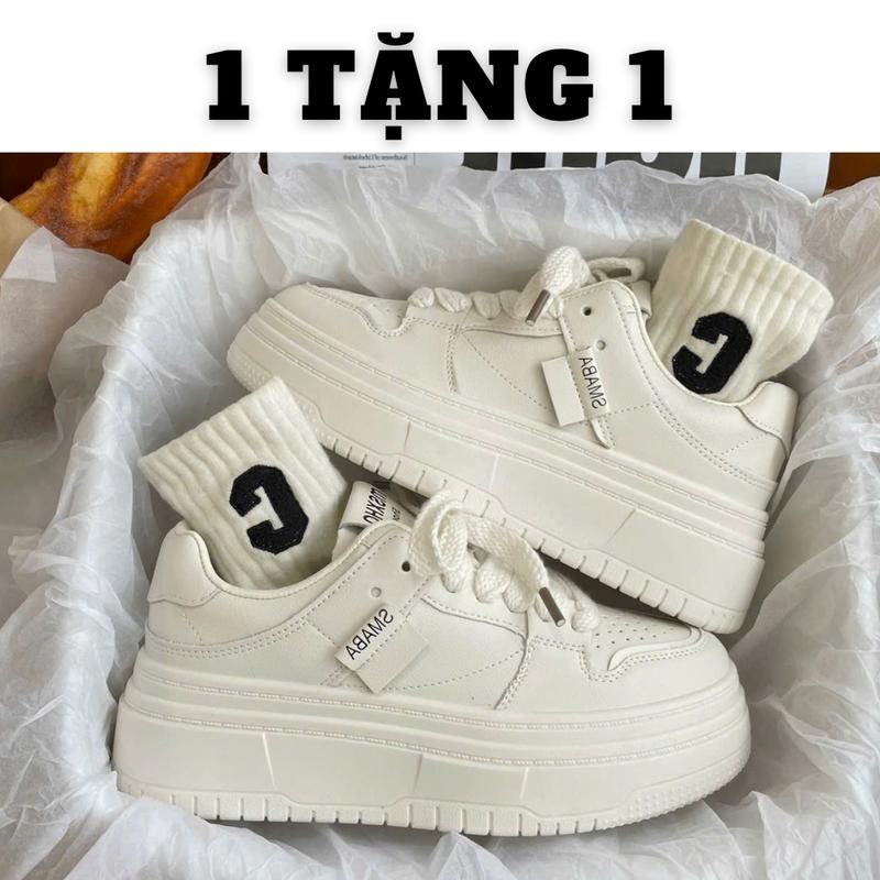 Giày Thể Thao Nữ Smaba (FULLBOX) - Đế 5cm: Phong Cách Học Sinh Độc Đáo - Shoes, Sneaker Caro dây giày đế thấp giày độn dép zhetao dep decao
