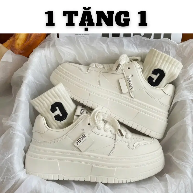 Giày Thể Thao Nữ Smaba (FULLBOX) - Đế 5cm: Phong Cách Học Sinh Độc Đáo - Shoes, Sneaker Caro dây giày đế thấp giày độn dép zhetao dep decao 0