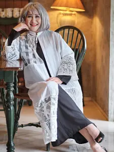 Florence Embroidery Organza patchwork one set dress and outter Casual Pesta Panjang MOTIF RANDOM