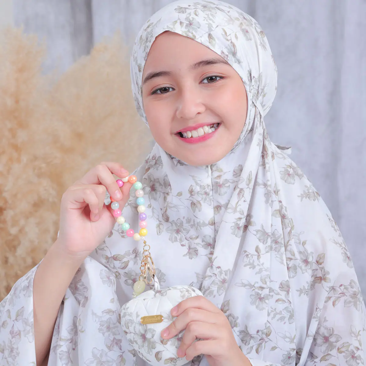 Mukena Anak Perempuan Resleting 2in1 Travel Mini Pouch Usia 6-12Th Parasut Motif Kombinasi