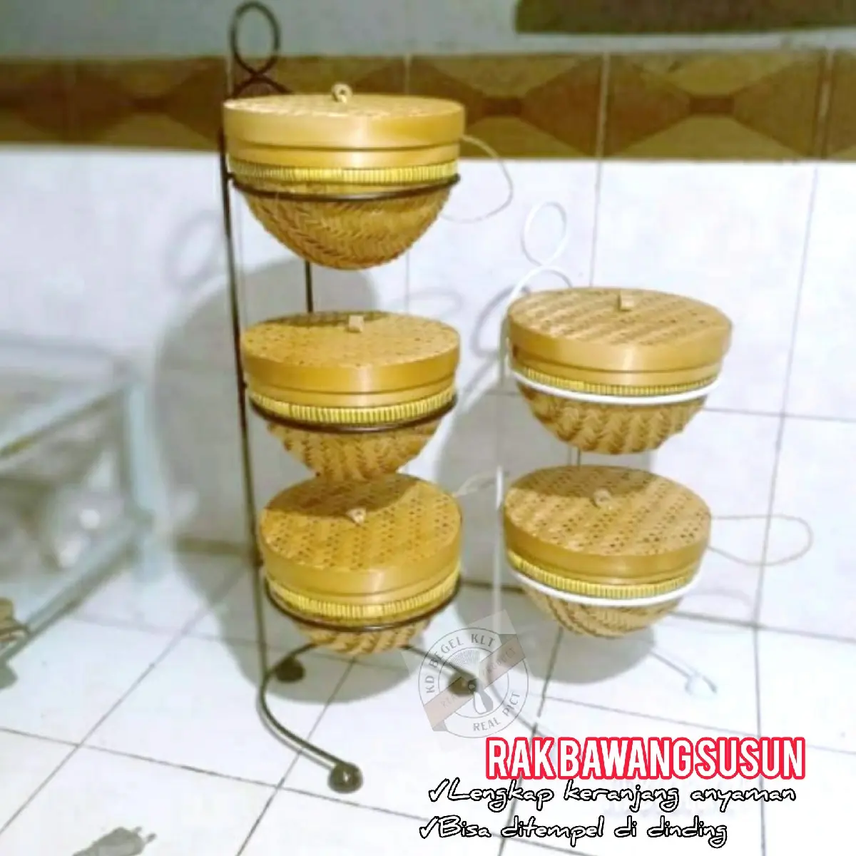 rak bawang susun tutup A | rak wadah bawang rangka Besi