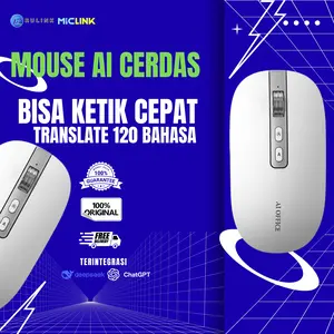 RULINK MR08 Mouse AI Cerdas Pengenal Suara Smart Voice Typing Translate Terjemahan Otomatis Wireless Bluetooth Silent Click Rechargeable PC Laptop