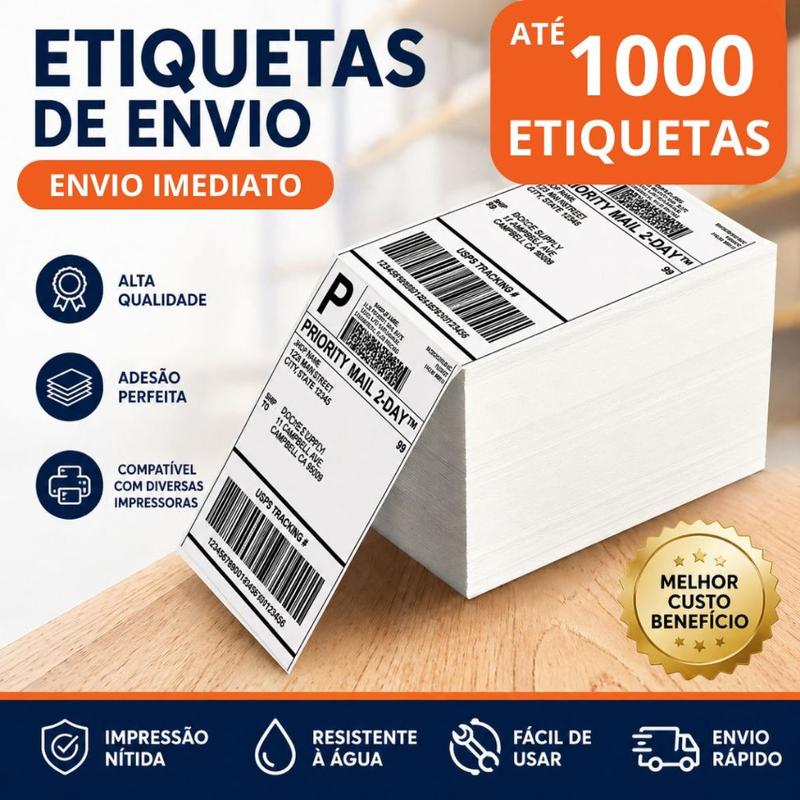 Etiquetas+para+impressora+Térmicas+Branca+Adesiva+E-commerce+Envios+Zebra+Elgin+...