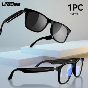 LFEBEEスマートグラス、1カウントのワイヤレス対応スマートグラス、音声コントロール、アウトドアスポーツ用UV保護メガネ