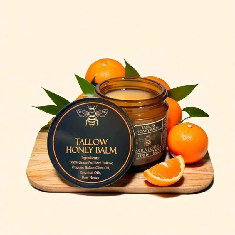 Organic Grass-Fed Beef Tallow Balm with Raw Honey - Nourishing Cream for Soft, Radiant Skin - Handmade All-Natural Moisturizer - 2 oz Skincare