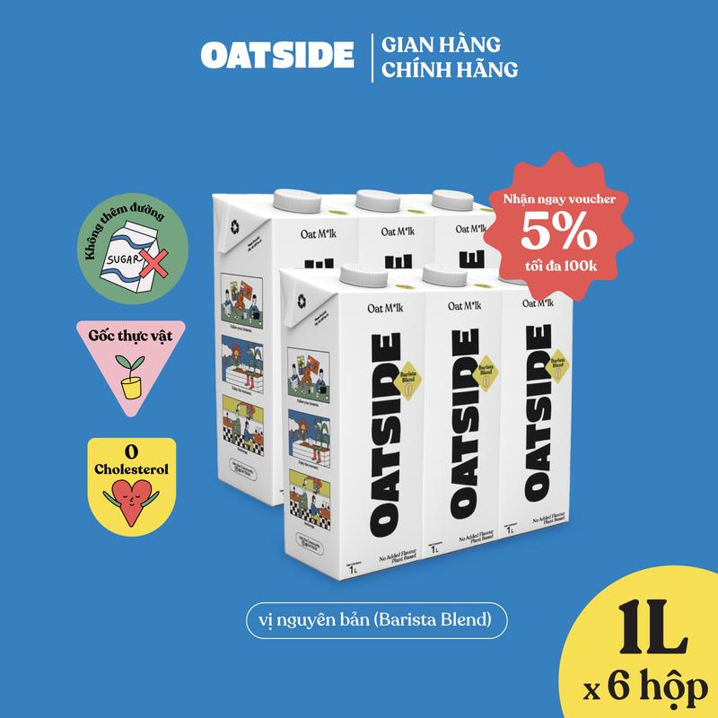 Sữa yến mạch OATSIDE vị nguyên bản Barista Blend 1L x 6- Không lactose Sánh mịn Không chất làm ngọt nhân tạo