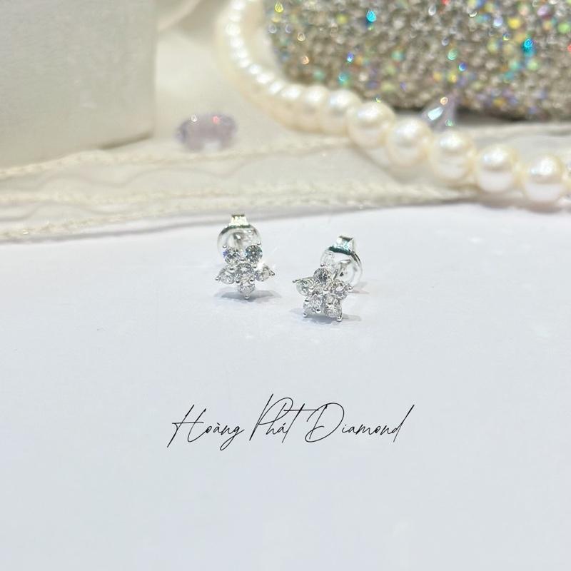 [ Hoàng Phát ] Phụ Kiện Bông Tai Bạc Ý 925 Bông Hoa Mai 5 Cánh X.o.à.n Nam Mỹ Chui Đẩy Sang Trọng (B467) KHÔNG XI KIM