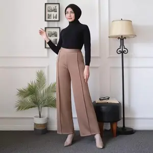 Celana Kulot Scuba Cubit Premium Pinggang Highwaist Bahan Stretch Melar Elastis MUAT BB 25-80Kg