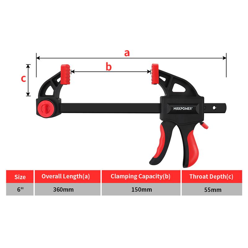 MAXPOWER F Clamps, 6-inch/150mm Quick Grip Ratchet Bar Clamp, 13-inch/340mm Spreader Clamp, Quick Release and One-Handed Clamp for Woodworking and DIY Projects 7
