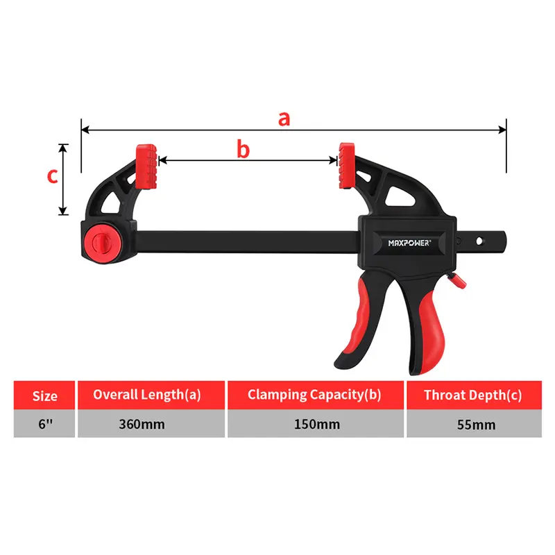 MAXPOWER F Clamps, 6-inch/150mm Quick Grip Ratchet Bar Clamp, 13-inch/340mm Spreader Clamp, Quick Release and One-Handed Clamp for Woodworking and DIY Projects 6