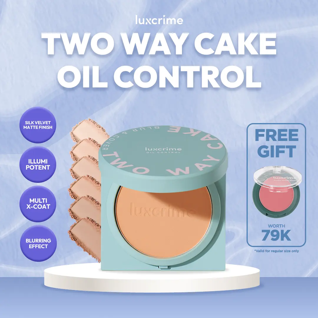 FREE BLUSH - [OIL CONTROL] Luxcrime Blur & Cover Two Way Cake Powder Smoothing