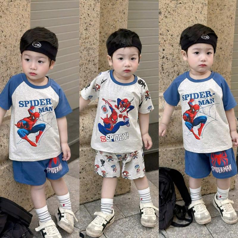 Bộ quần áo cộc tay mẫu NGƯỜI NHỆN dành cho bé trai 8-21kg. Chất liệu cotton mềm…