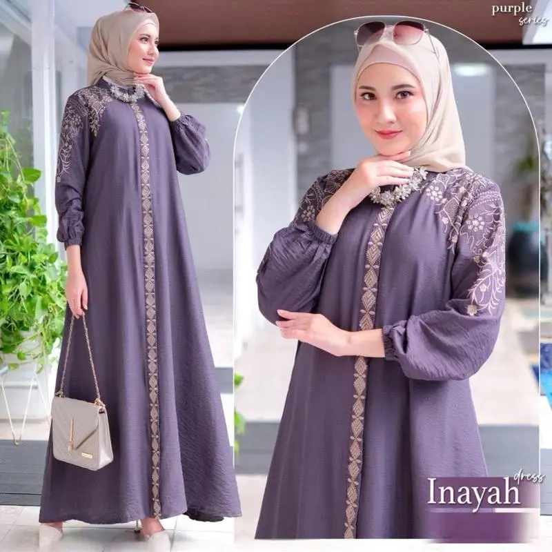 Inayah dress bahan crinkle airflow premium outfit lebaran terbaru 1