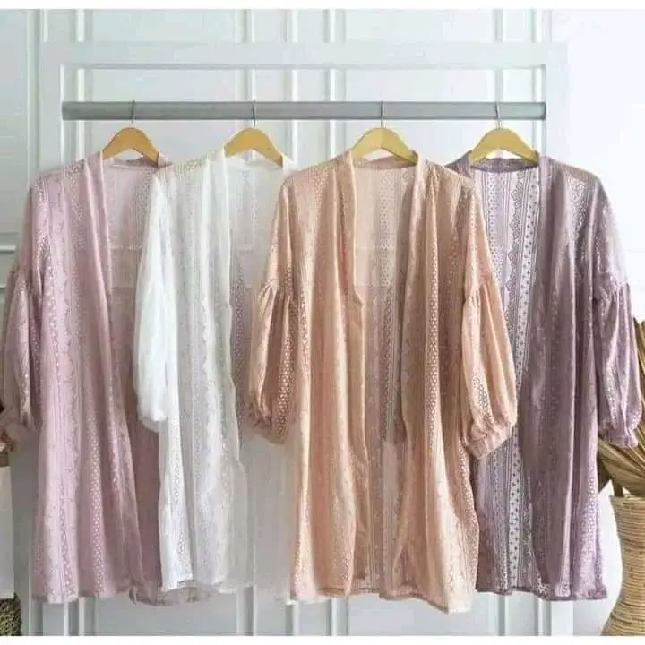 CARDIGAN BRUKAT PREMIUM || CARDIGAN LENGAN BALON || CARDIGAN MUSLIM Kardigan Panjang Outer Wanita Baju Atasan Long