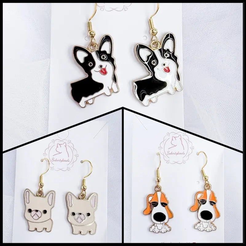 Cute Dog metal charm earrings
