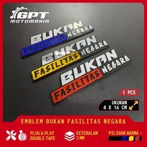 BUKAN FASILITAS NEGARA EMBLEM SILVER RED STIKER AKRILIK MIRROR DOUBLE TAPE Car