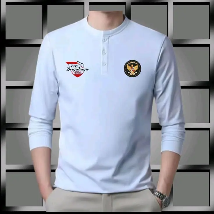 kaos lengan panjang HUT 1945 kemerdekaan republik indonesia 1945 terbaru 2025 Merah Keren Baju Distro Pria Katun Wanita Putih Nyaman 1