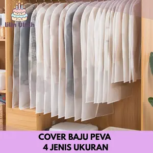 Lilin Utah Cover Baju PEVA Resleting Pelindung Pakaian Anti Debu Jas Gaun 60x80cm 60x100cm 60x120cm 60x140cm Anti Air Waterproof