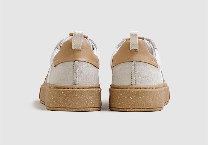 Product Introduction of Maden Casual Breathable Skateboard Shoes Men's Retro Low Top Shoes Thick Bottom Leather Patchwork White Shoes for Men 41