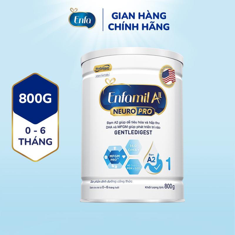 Sữa bột Enfamil A2 Neuropro 1 giúp dễ tiêu hóa hấp thu cho trẻ từ 0-6 tháng tuổi – 800g lon