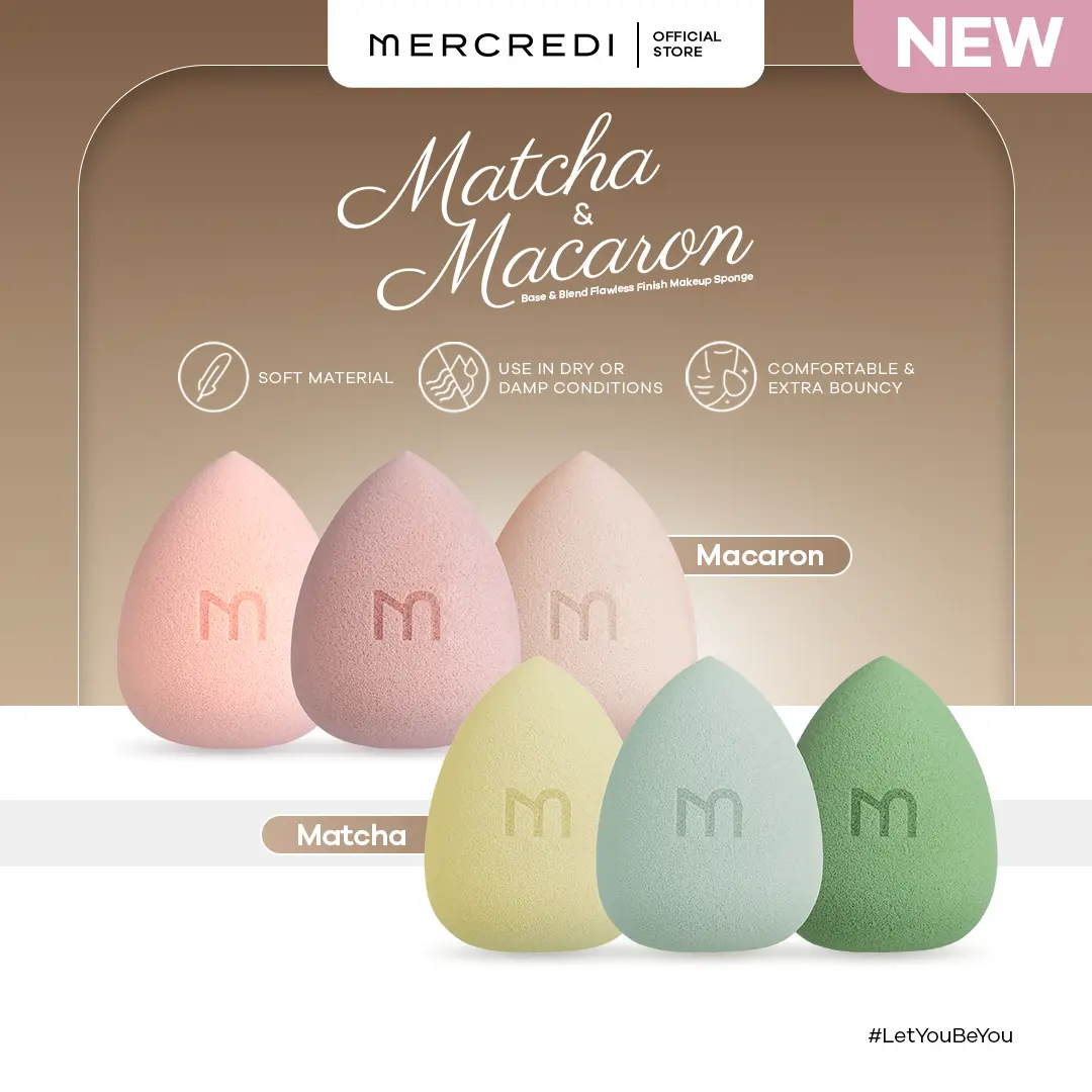 MERCREDI - Base & Blend Flawless Finish Makeup Sponge (Beauty Sponge) - Matcha & Macaron