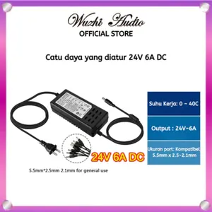 Wuzhi Audio | DC24V 6A Adaptor US/EU Plug 150W Power Supply Transformer LED Driver untuk Lampu LED Ampli 24V dengan Proteksi Over Voltage dan Current 24 volt