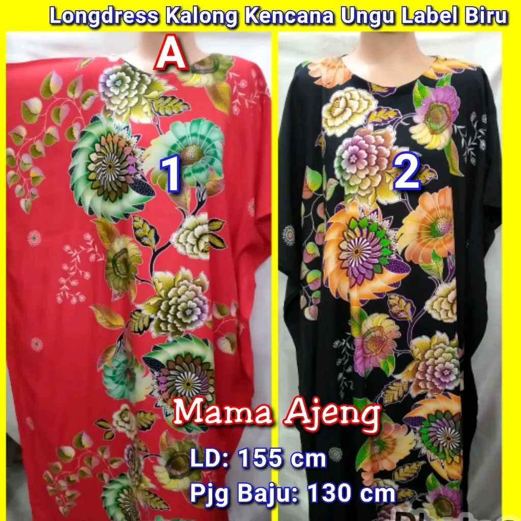 Longdress Kalong Kencana Ungu Label Biru Katun Jumbo