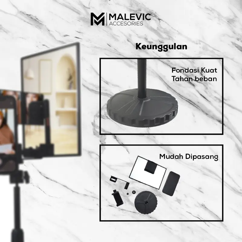 [MA] V1 MIRROR STAND / KACA BERDIRI LIVE / ALAT KACA UNTUK LIVE / ALAT VIRAL KACA LIVE / ALAT UNTUK LIVE/ ALAT CONTENT CREATOR/ AKSESORIS SELFIE 5
