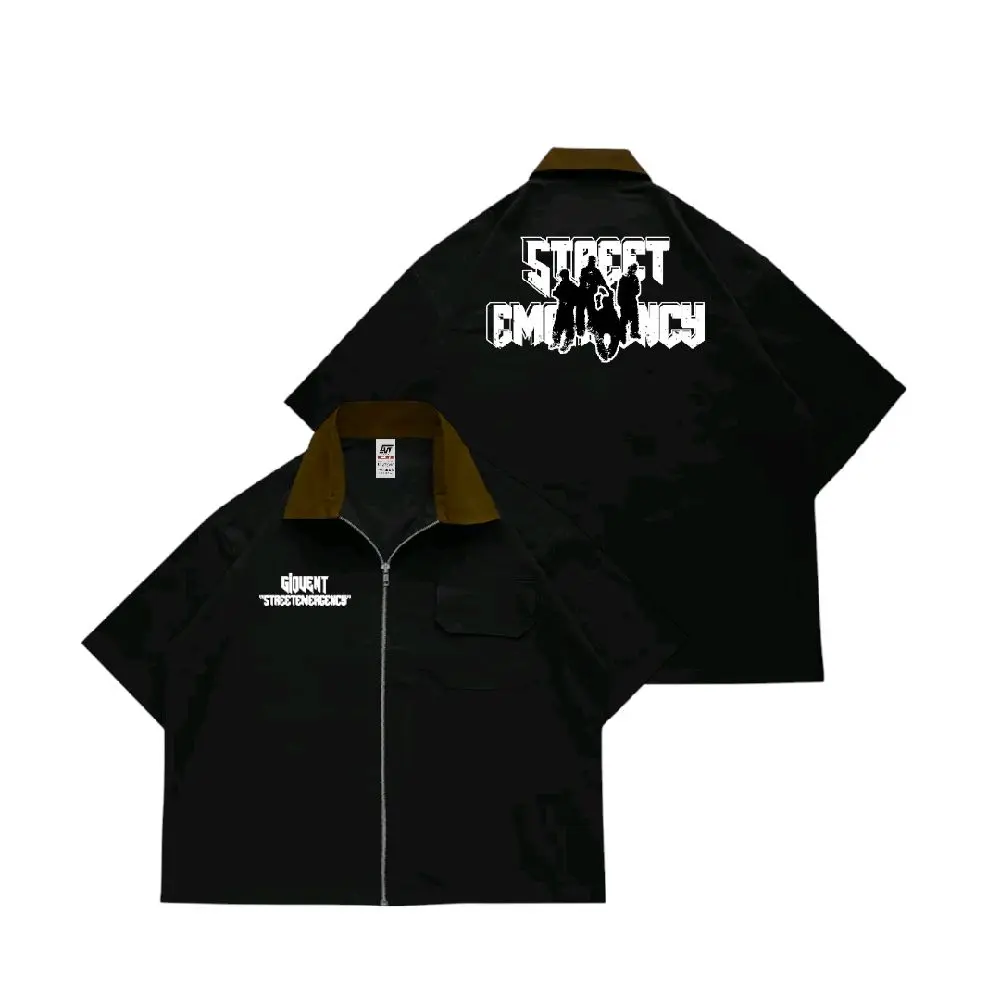 Giovent kameja Kerja casual Work shirt Black pria "Streetemergency"