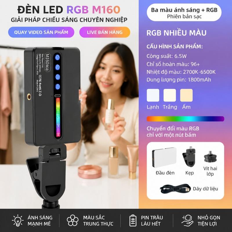 Đèn LED Trợ Sáng RGB Đa Màu Cho Điện Thoại Máy Ảnh Quay Video Ngắn Livestream…