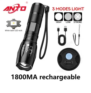 ANTO Senter 30W 1000LM Rechargeable Aluminium 1800MA Zoom In Out 3 Mode Super Light Waterproof WJ06
