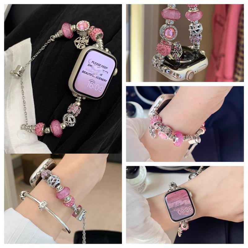 ROJO FOX Pink Pearl Gelang Tali Jam Elegan Strap tali jam tangan smartwatch iWatch Women's Watch Bands | Stylish Straps 2