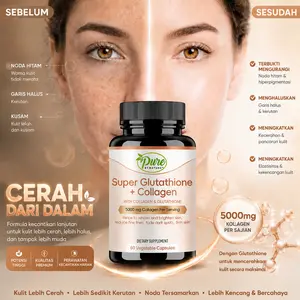(Promosi Produk Baru)Super Glutathione 1000mg + Kolagen 5000mg - Versi yang ditingkatkan, menghambat produksi melanin, memudarkan flek, memperbaiki anti penuaan, mengurangi risiko rambut rontok, dan mendorong perbaikan jaringan