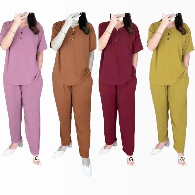 Setelan Wanita Celana Dewasa WG NEW ONE Set Crinkle Lengan Pendek Baju Panjang Airflow 3