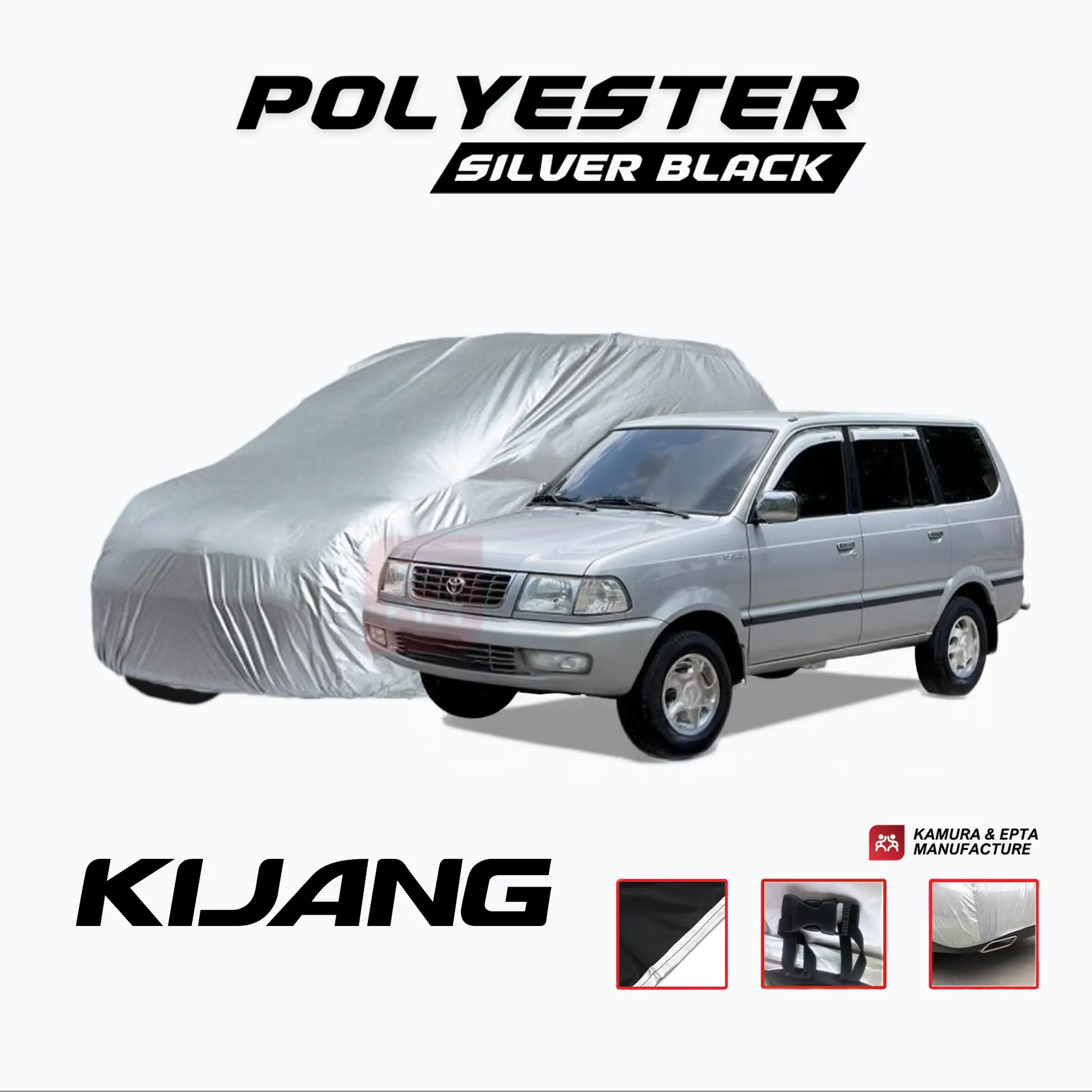 Sarung Mobil KIJANG KAPSUL – Polyester Car Cover Waterproof, Proteksi UV & Anti Panas, Karet Pengait Kendaraan