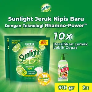 [FREE Botol Sabun] Buy 2 Sunlight Sabun Cuci Pencuci Piring Cair Jeruk Nipis Lime 910ml