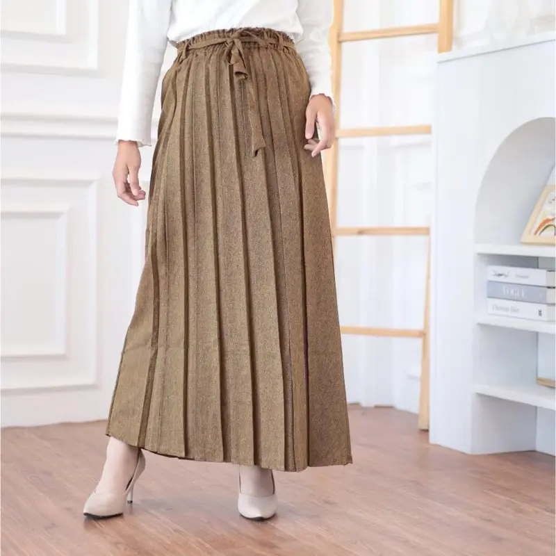 GHEA FASHION | Rok Plisket Semi Woll Jumbo - Rok Plisket Semi Woll Import Premium - Rok Plisket Polos Formal Kerja Karet Wanita Panjang Nyaman Hitam 3