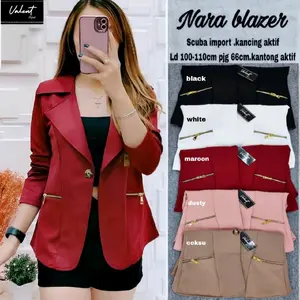 nara blezer scuba import kancing aktif kantong aktif