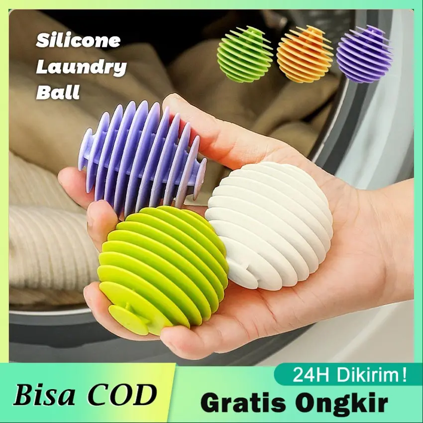 3Pcs Bola Laundry Untuk Mesin Cuci Anti Kusut Laundry Magic Ball / Alat Cuci Baju Bola Karet Laundry Mesin Cuci